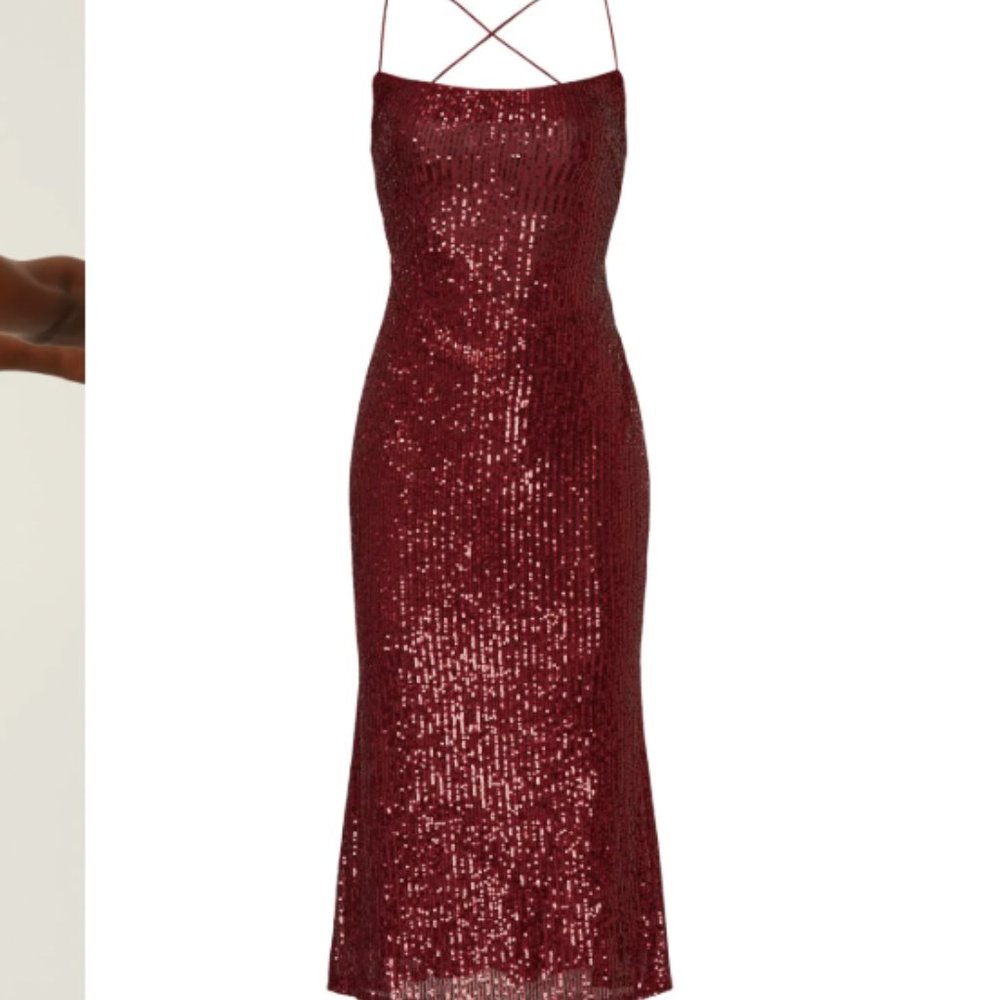 MAC DUGGAL sequin gown wine red $298 size 14